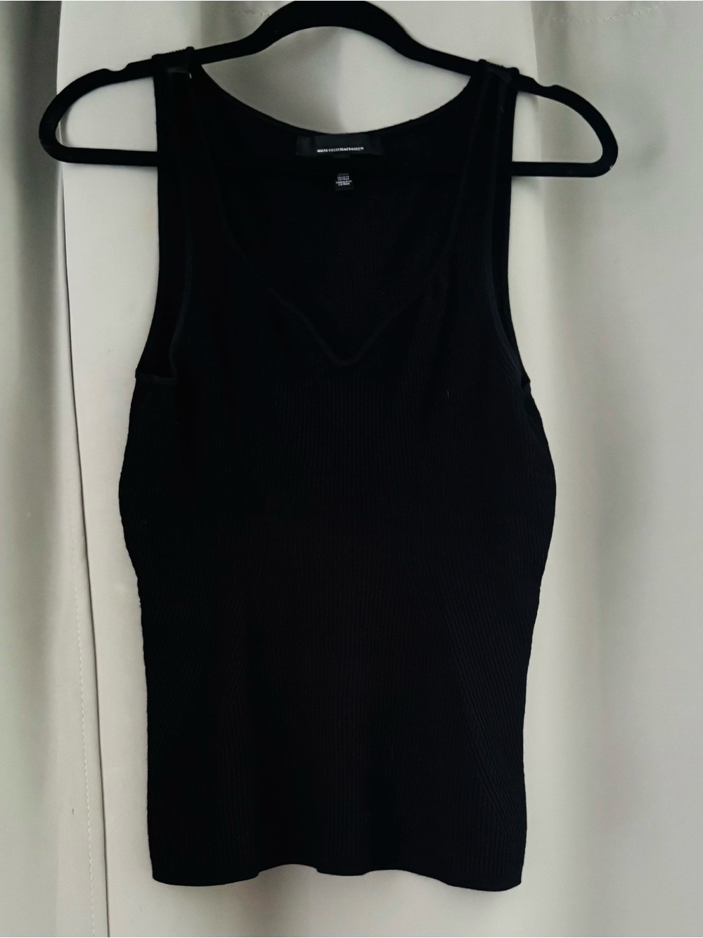 White House Black Market Black Ribbed V-Neck Tank